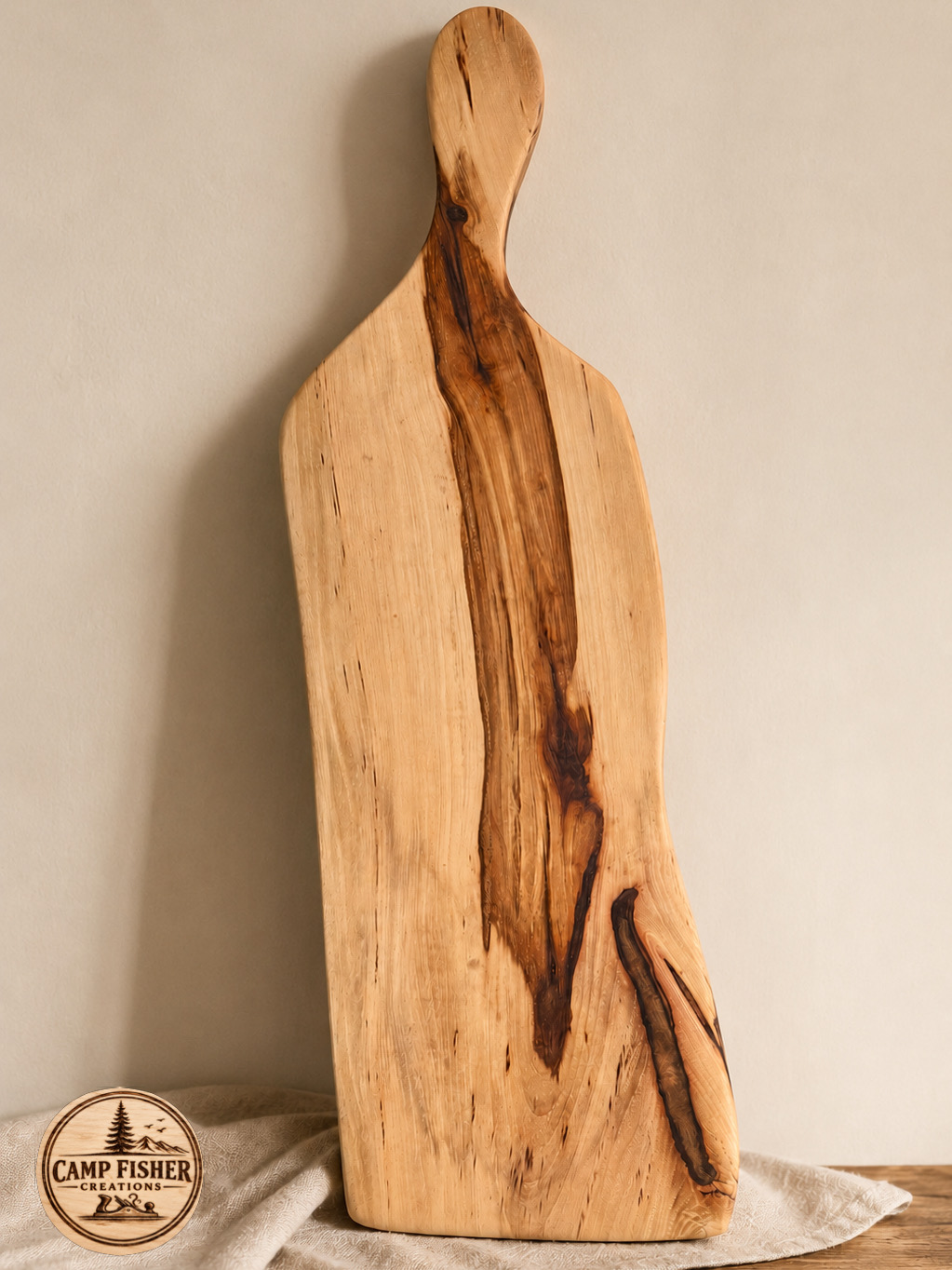 Handcrafted 7 by 21 inch pecan charcuterie board by Camp Fisher Creations